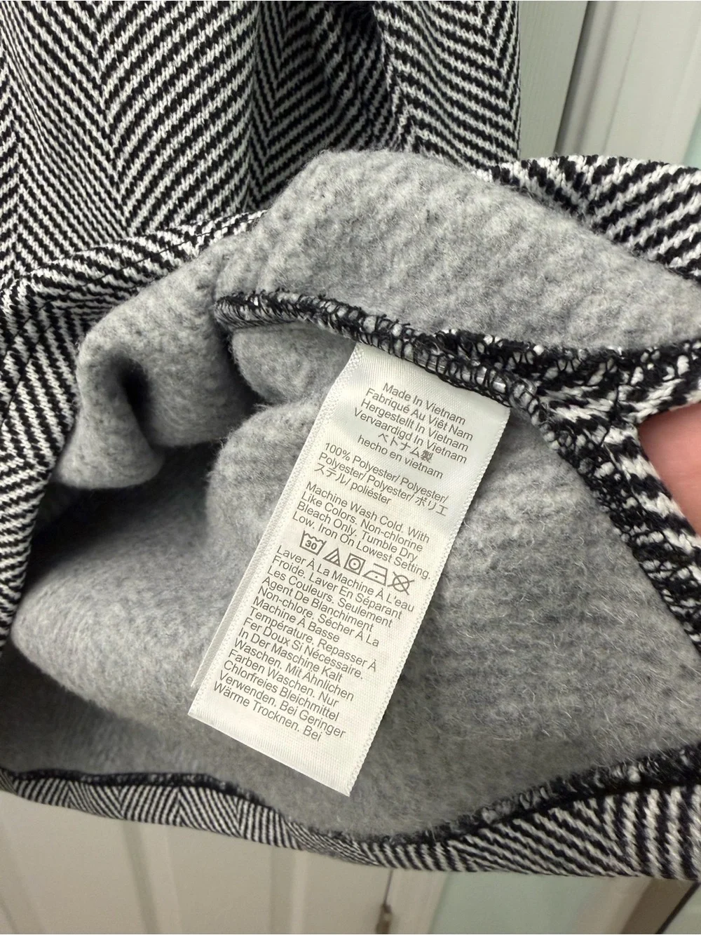 J.Crew Women's Black & White Chevron Funnel Neck  Sweater - size XL